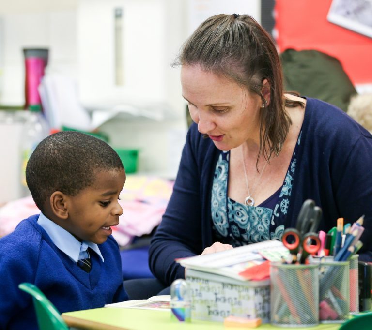 teacher and student in class