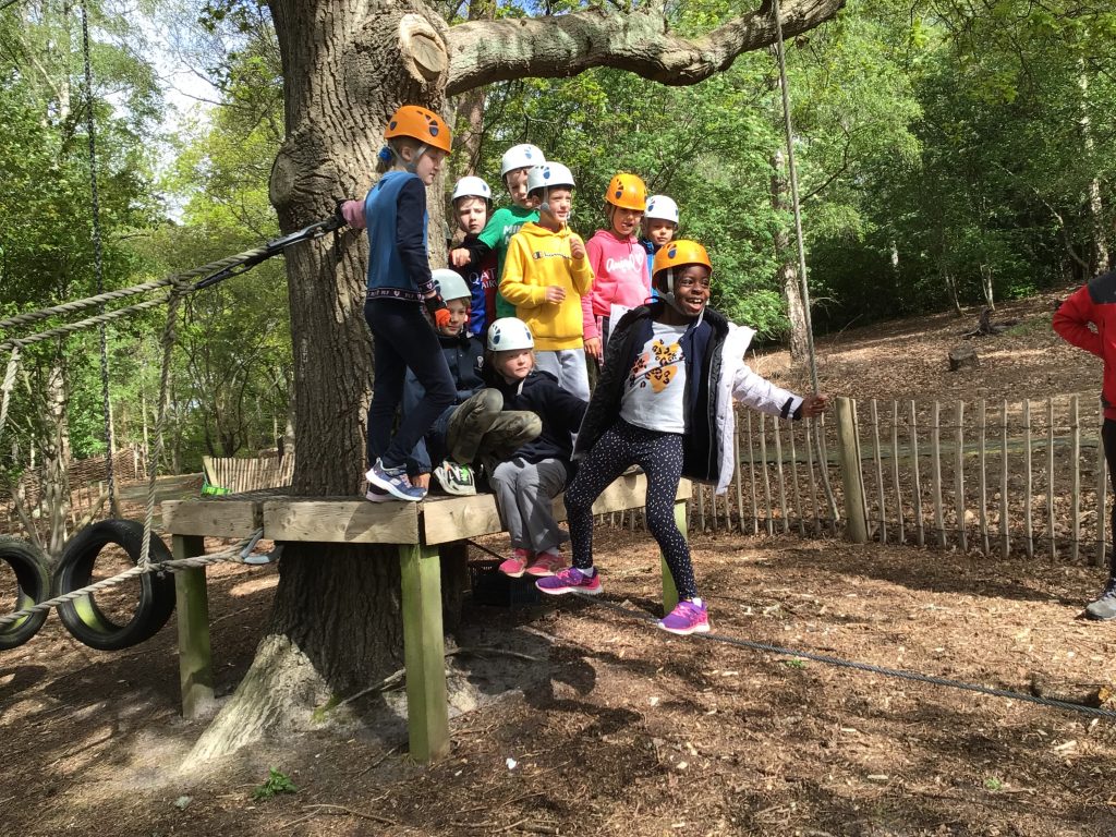 girls and boys in a photo at an obstacle course