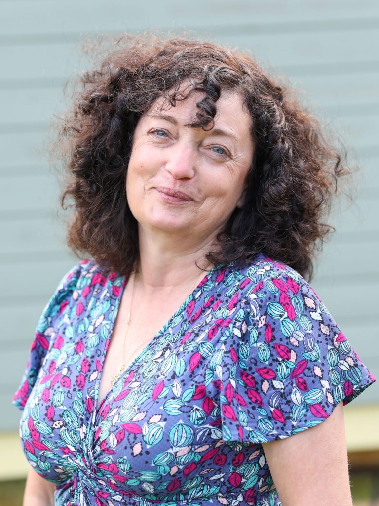 Lady wearing a floral top