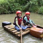 students on a barge