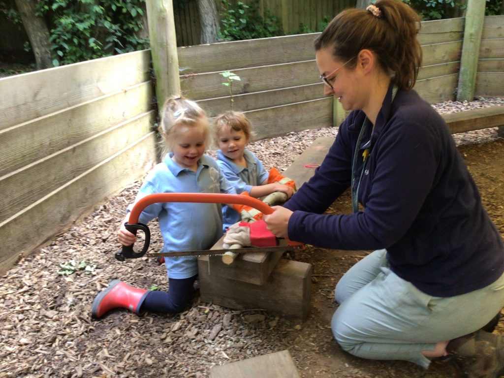 students sawing