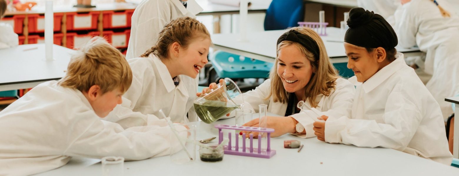 students working in the lab